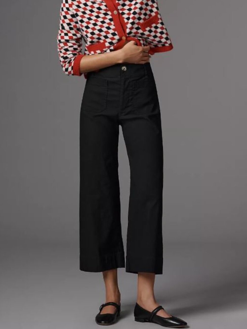 Anthropologie Maeve The Colette Black Wide Leg Crop Pants 27P Petite
